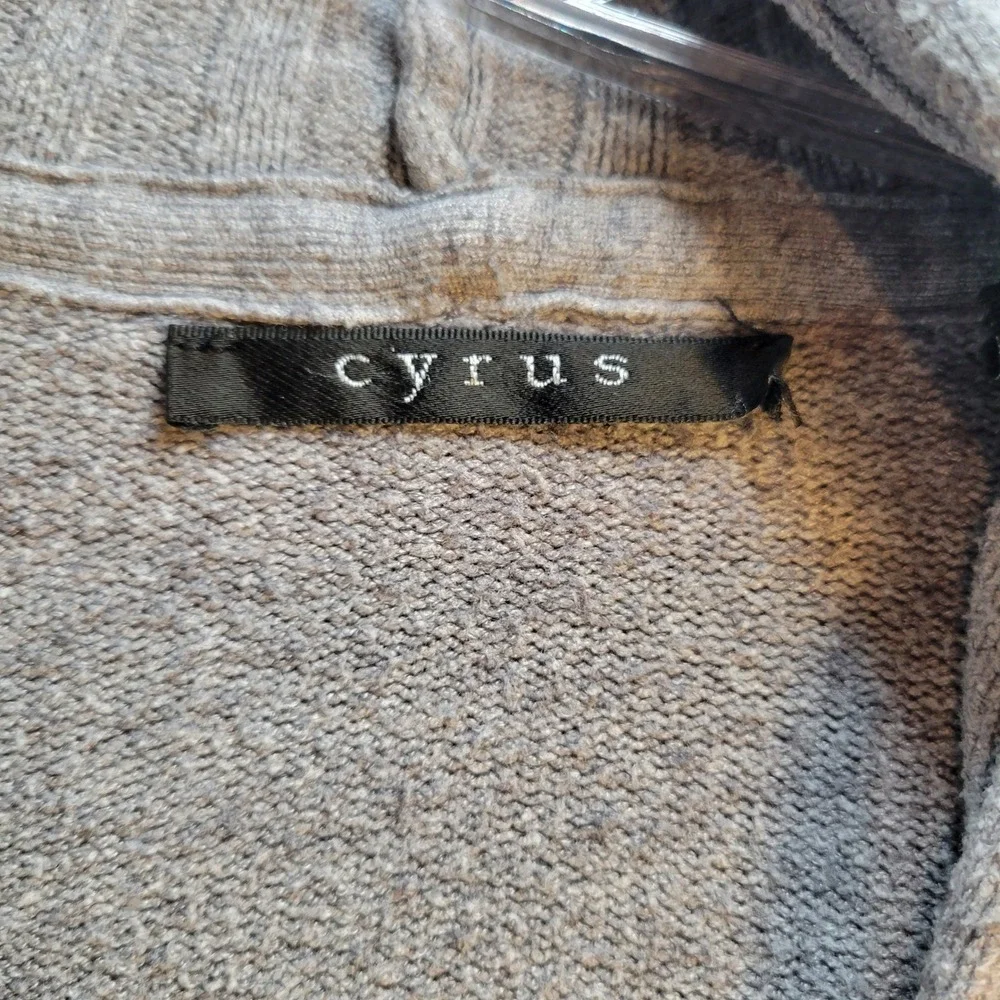 Cyrus Womens Gray Ribbed Open Front Hooded Cardigan Sweater Size M C105610A